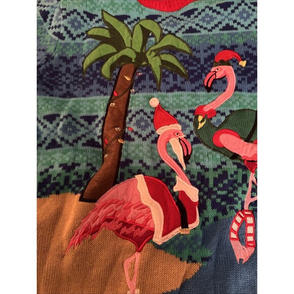 Jolly Sweaters Light Up Christmas Sweater Womens XL Beach Flamingo Tropical - Picture 6 of 11